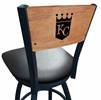 Kansas City Royals 25" Swivel Counter Stool with Black Wrinkle Finish and a Laser Engraved Back  