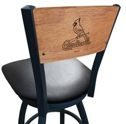 St. Louis Cardinals 25" Swivel Counter Stool with Black Wrinkle Finish and a Laser Engraved Back  