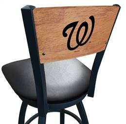 Washington Nationals 25" Swivel Counter Stool with Black Wrinkle Finish and a Laser Engraved Back  