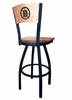 L038 Boston Bruins 30" Swivel Bar Stool with Black Wrinkle Finish and a Laser Engraved Back  