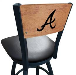 Atlanta Braves 30" Swivel Bar Stool with Black Wrinkle Finish and a Laser Engraved Back  