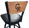 Colorado Rockies 30" Swivel Bar Stool with Black Wrinkle Finish and a Laser Engraved Back  