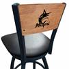 Miami Marlins 30" Swivel Bar Stool with Black Wrinkle Finish and a Laser Engraved Back  