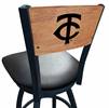 Minnesota Twins 30" Swivel Bar Stool with Black Wrinkle Finish and a Laser Engraved Back  