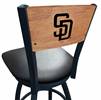 San Diego Padres 30" Swivel Bar Stool with Black Wrinkle Finish and a Laser Engraved Back  