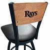 Tampa Bay Rays 30" Swivel Bar Stool with Black Wrinkle Finish and a Laser Engraved Back  