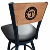 Texas Rangers 30" Swivel Bar Stool with Black Wrinkle Finish and a Laser Engraved Back  