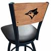 Toronto Blue Jays 30" Swivel Bar Stool with Black Wrinkle Finish and a Laser Engraved Back  