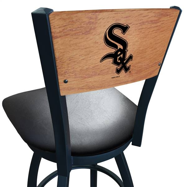 Chicago White Sox 30" Swivel Bar Stool with Black Wrinkle Finish and a Laser Engraved Back  