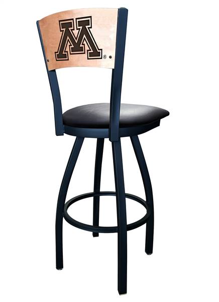 L038 Minnesota 30" Swivel Bar Stool with Black Wrinkle Finish and a Laser Engraved Back  