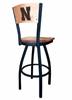 Nebraska 30" Swivel Bar Stool with Black Wrinkle Finish and a Laser Engraved Back  