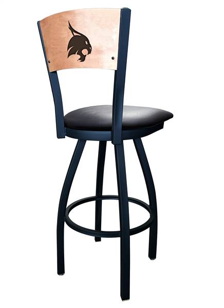 Texas State 30" Swivel Bar Stool with Black Wrinkle Finish and a Laser Engraved Back  
