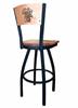Kentucky "Wildcat" 30" Swivel Bar Stool with Black Wrinkle Finish and a Laser Engraved Back  