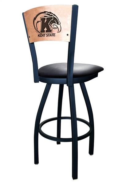 Kent State 36" Swivel Bar Stool with Black Wrinkle Finish and a Laser Engraved Back  