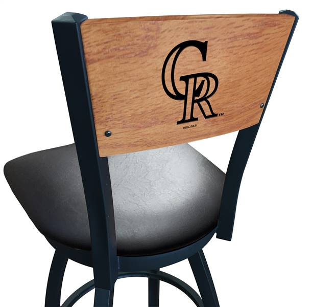 Colorado Rockies 36" Swivel Bar Stool with Black Wrinkle Finish and a Laser Engraved Back  