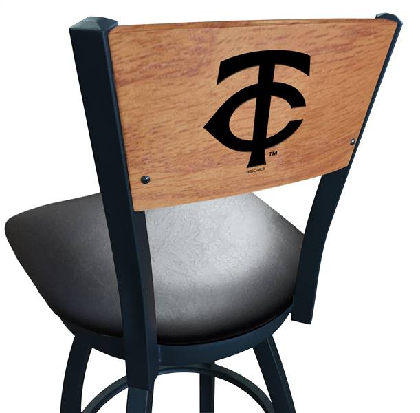 Minnesota Twins 36" Swivel Bar Stool with Black Wrinkle Finish and a Laser Engraved Back  