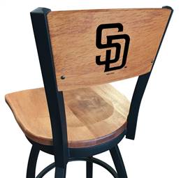 San Diego Padres 30" Swivel Bar Stool with Black Wrinkle Finish and a Laser Engraved Back  