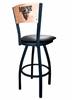 L038 Maine 36" Swivel Bar Stool with Black Wrinkle Finish and a Laser Engraved Back  