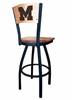 Michigan 36" Swivel Bar Stool with Black Wrinkle Finish and a Laser Engraved Back  