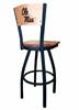 Ole' Miss 36" Swivel Bar Stool with Black Wrinkle Finish and a Laser Engraved Back  