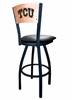 TCU 36" Swivel Bar Stool with Black Wrinkle Finish and a Laser Engraved Back  