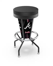 Atlanta Braves 30 inch Lighted Bar Stool with Black Wrinkle Finish