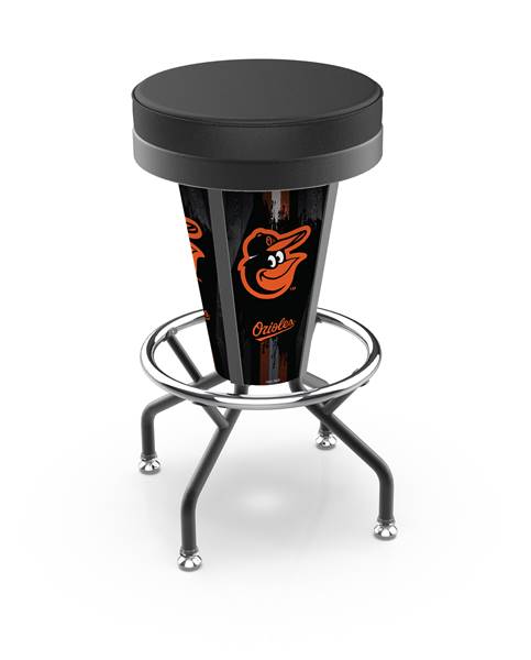 Baltimore Orioles 30 inch Lighted Bar Stool with Black Wrinkle Finish