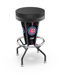 Chicago Cubs 30 inch Lighted Bar Stool with Black Wrinkle Finish