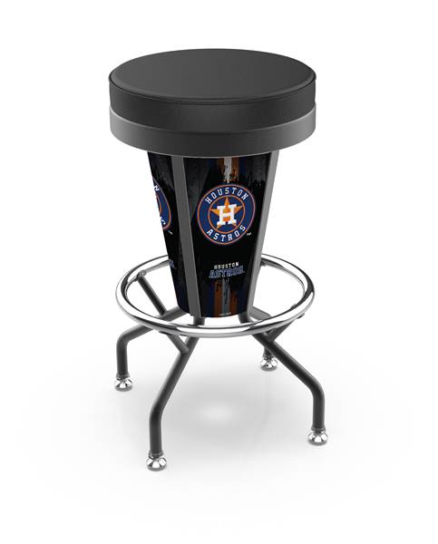 Houston Astros 30 inch Lighted Bar Stool with Black Wrinkle Finish