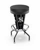 New York Yankees 30 inch Lighted Bar Stool with Black Wrinkle Finish