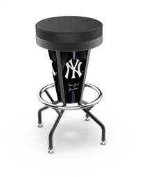 New York Yankees 30 inch Lighted Bar Stool with Black Wrinkle Finish