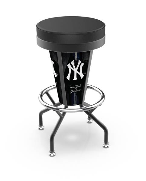 New York Yankees 30 inch Lighted Bar Stool with Black Wrinkle Finish