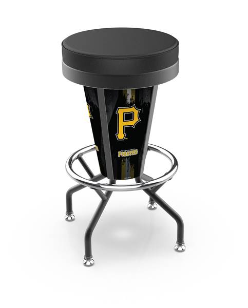 Pittsburgh Pirates 30 inch Lighted Bar Stool with Black Wrinkle Finish