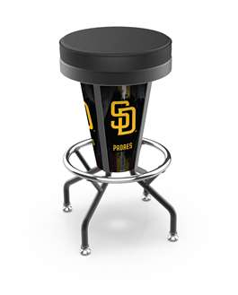 San Diego Padres 30 inch Lighted Bar Stool with Black Wrinkle Finish