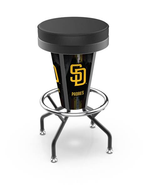 San Diego Padres 30 inch Lighted Bar Stool with Black Wrinkle Finish