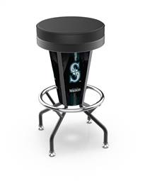 Seattle Mariners 30 inch Lighted Bar Stool with Black Wrinkle Finish