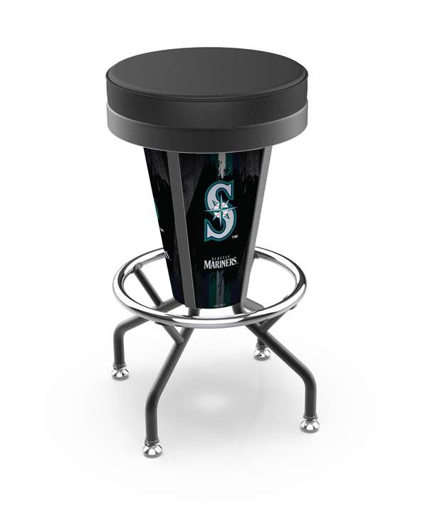 Seattle Mariners 30 inch Lighted Bar Stool with Black Wrinkle Finish