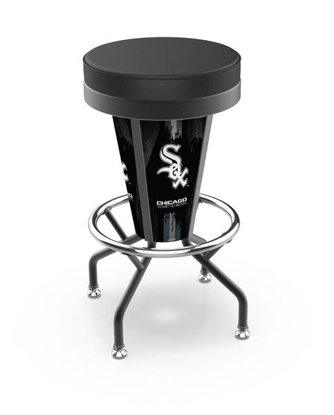 Chicago White Sox 30 inch Lighted Bar Stool with Black Wrinkle Finish