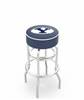  Brigham Young 25" Double-Ring Swivel Counter Stool with Chrome Finish   