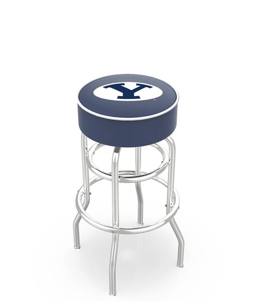  Brigham Young 25" Double-Ring Swivel Counter Stool with Chrome Finish   