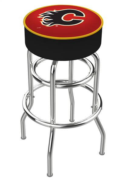  Calgary Flames 25" Double-Ring Swivel Counter Stool with Chrome Finish   