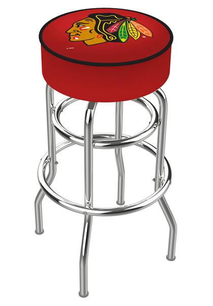  Chicago Blackhawks 25" Double-Ring Swivel Counter Stool with Chrome Finish   