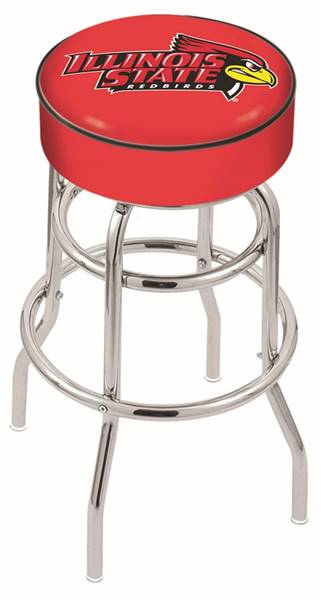  Illinois State 25" Double-Ring Swivel Counter Stool with Chrome Finish   