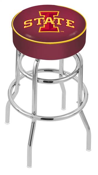  Iowa State 25" Double-Ring Swivel Counter Stool with Chrome Finish   
