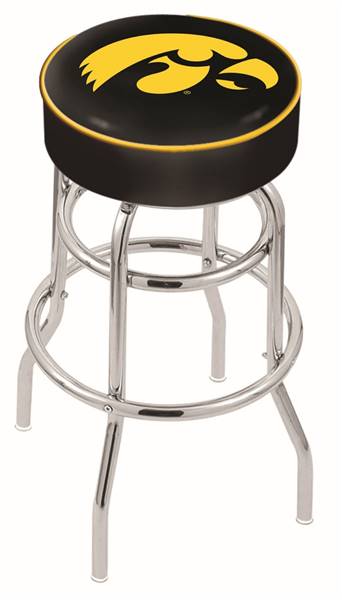  Iowa 25" Double-Ring Swivel Counter Stool with Chrome Finish   
