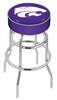  Kansas State 25" Double-Ring Swivel Counter Stool with Chrome Finish   