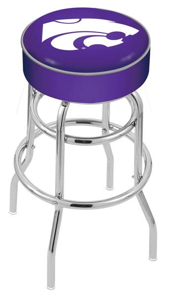  Kansas State 25" Double-Ring Swivel Counter Stool with Chrome Finish   