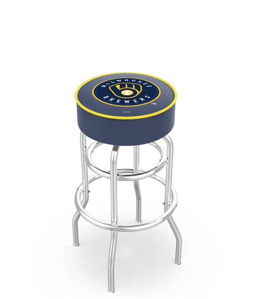  Milwaukee Brewers 25" Doubleing Swivel Counter Stool with Chrome Finish   