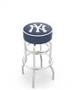  New York Yankees 25" Doubleing Swivel Counter Stool with Chrome Finish   