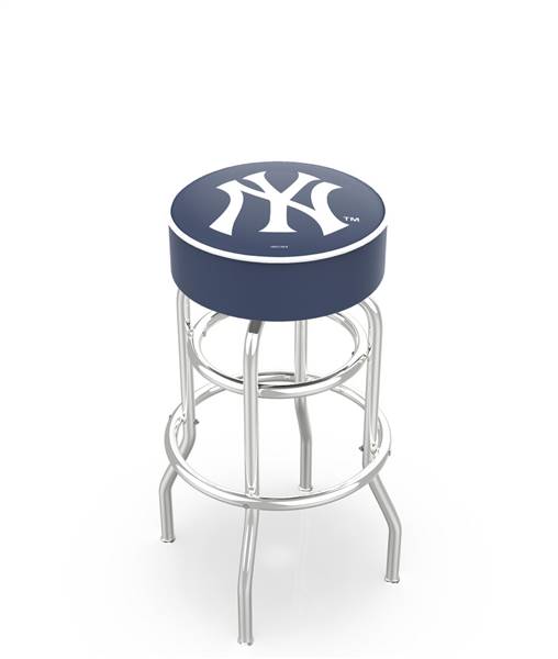  New York Yankees 25" Doubleing Swivel Counter Stool with Chrome Finish   